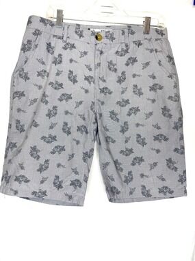 GUC- Ezekiel Men's Gray Floral Print Casual Flat Front Surf Skate Shorts Size 32